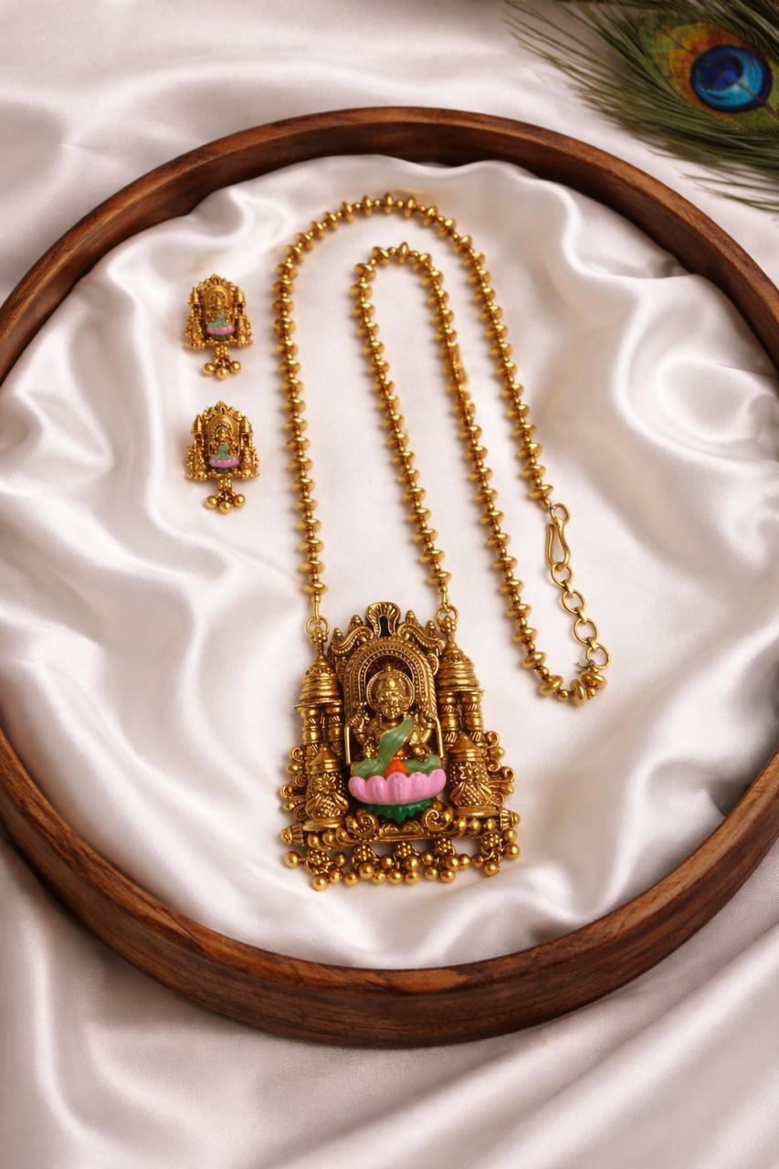 Lakshmi Lotus Temple Haram Set