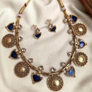 Royal Antique Blue Charm Palakka Necklace