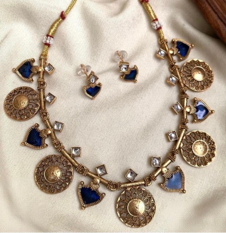 Royal Antique Blue Charm Palakka Necklace