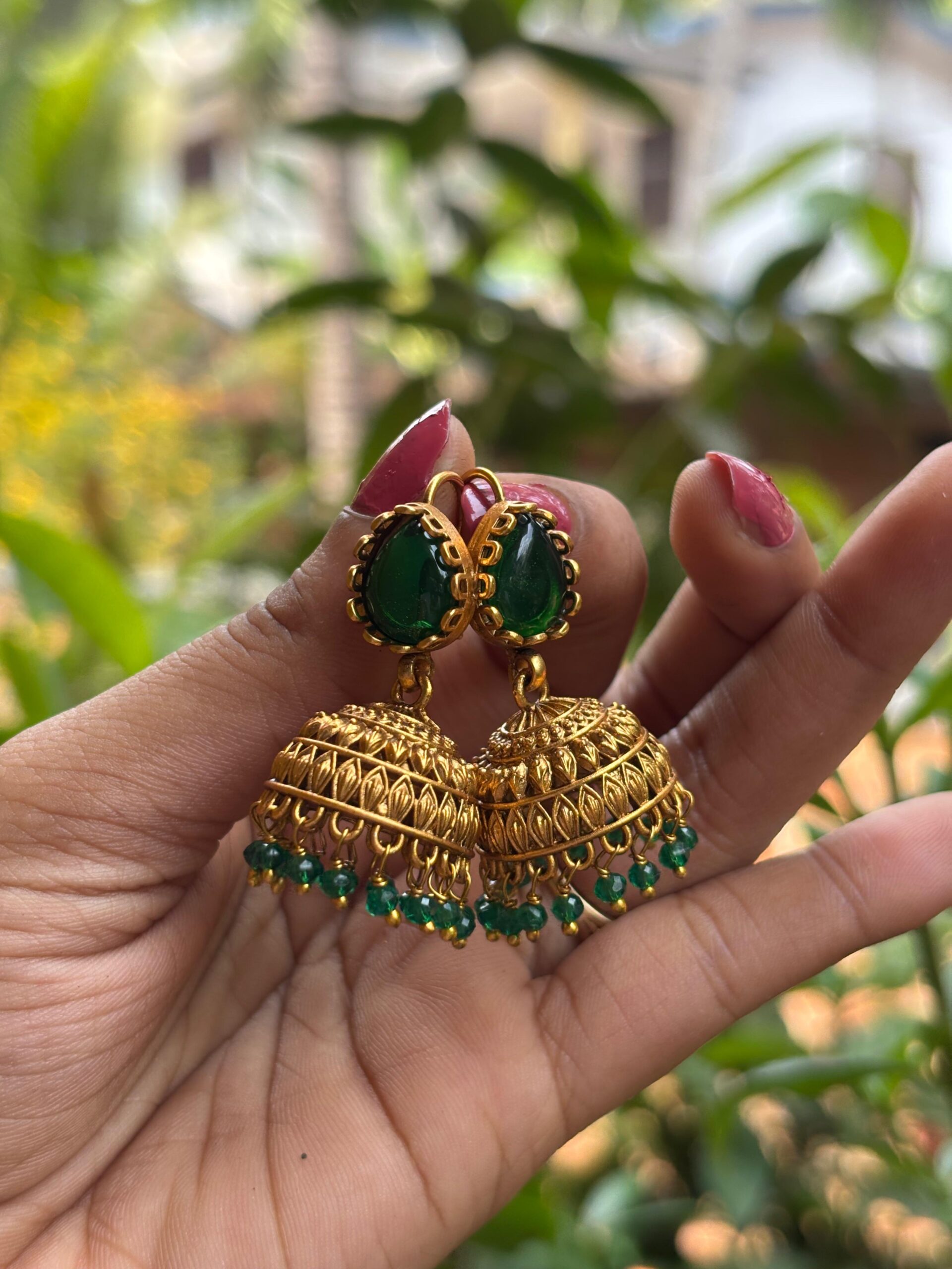 Green Stone Jumka - Image 2
