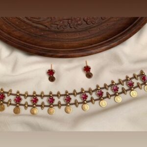 Red Coin Flower Choker